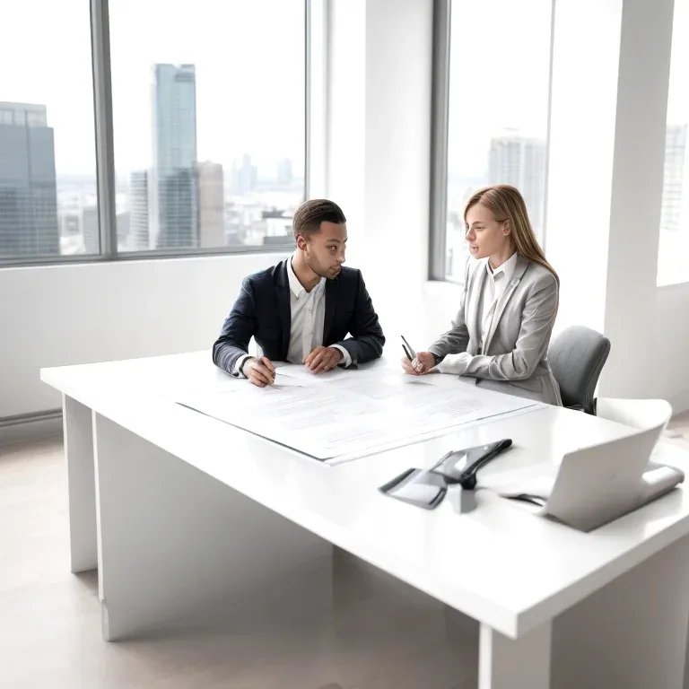 Pravni svetovalec RealtorHubLex ob mizi z dokumenti